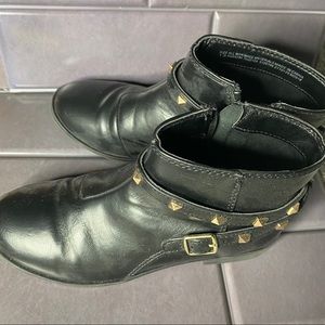 Black gold studded ankle boots